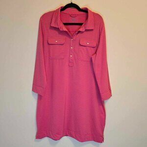 Vineyard Vines Pink & Orange Striped Lightweight Sankaty Margo Shirt Dress